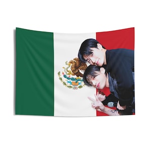 Ateez WooSan Fansign Mexico Flag Banner, Ateez Members Kpop Flag, Ateez Tour 2025 Merch, Gift Ideas for Atiny, Birthday Gift & Concert Merch