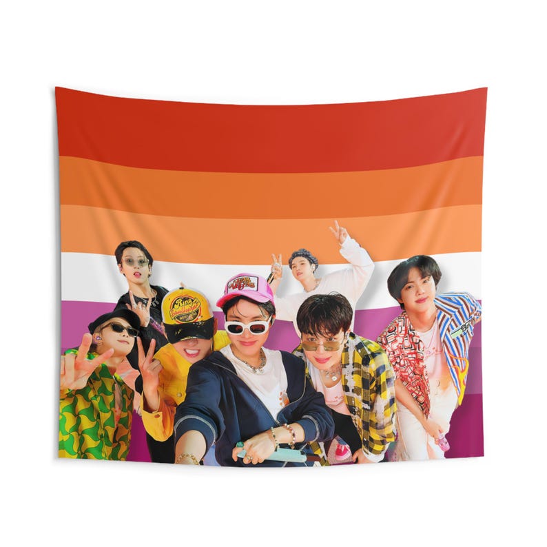 BTS Members Lesbian Flag Banner, on Bts Song Kpop Flag, 2025 Bts Songs