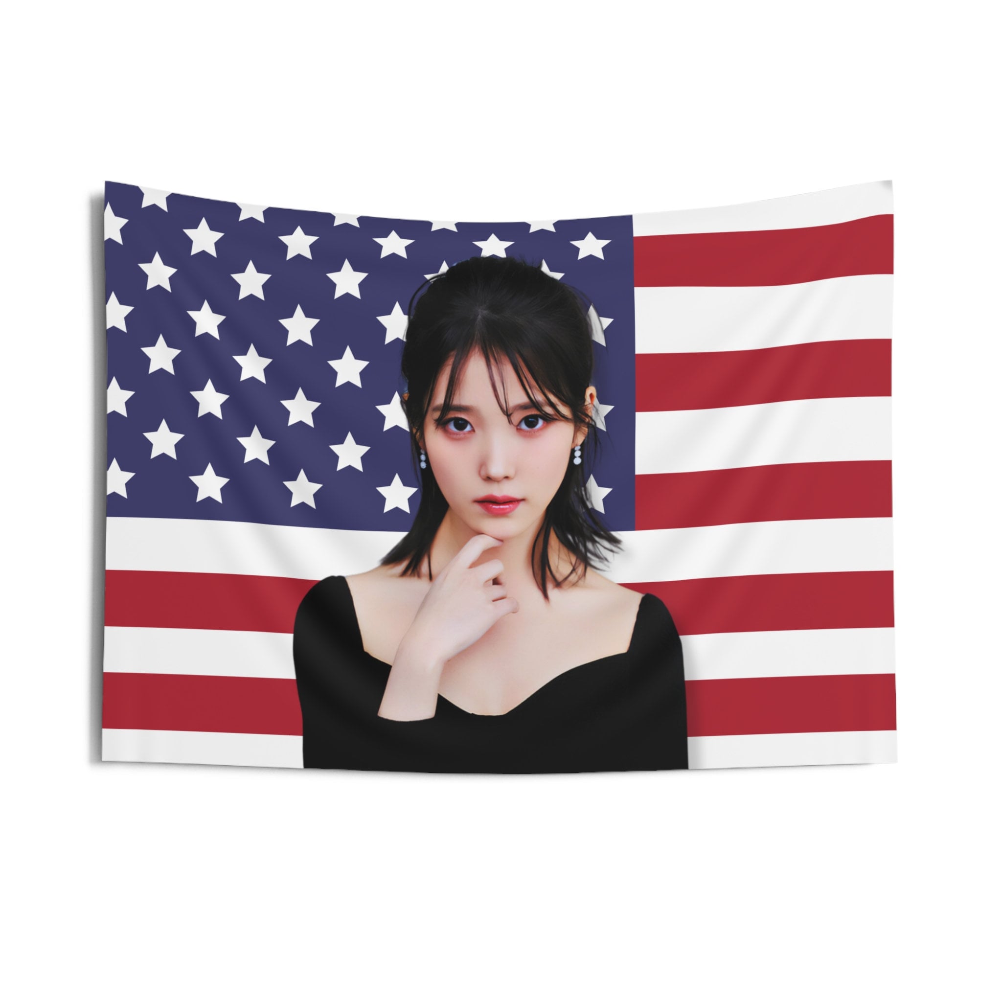 IU Tour 2024 America Flag Banner, IU Love Wins Kpop Flag, Iu