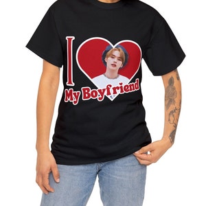 SKZ Lee Know I Love My Boyfriend Shirt, Custom Stray Kids Lee Know Photo Merch, Gift Ideas for Kpop Fans Stays