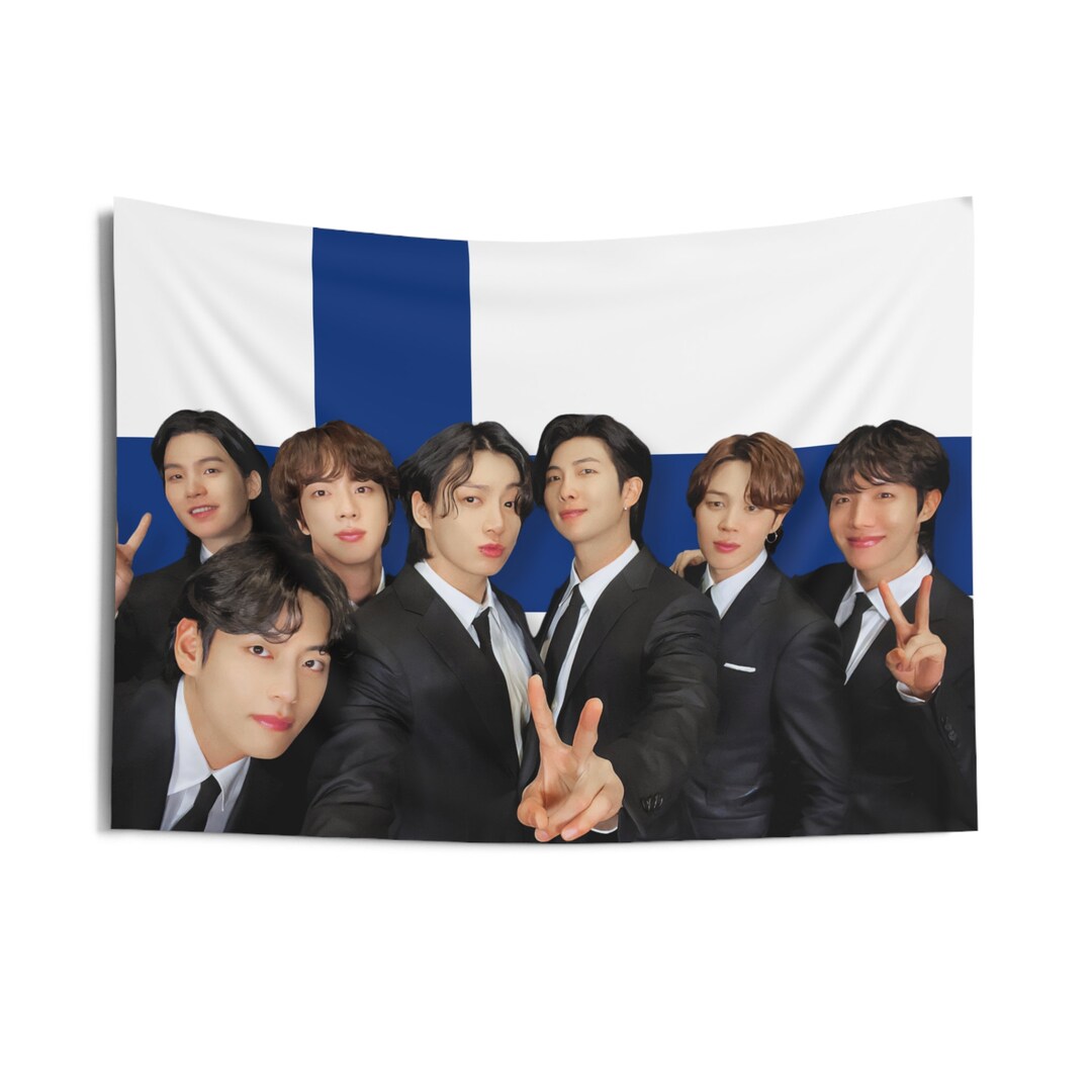 BTS Members Finland Flag Banner, BTS Group Photo Kpop Flag, Bts Members ...