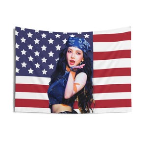 Aespa Karina Tour America Flag Banner, Armageddon Aespa Kpop Flag, Supernova Aespa Merch, Gift Ideas for MY, Birthday Gift & Concert Merch