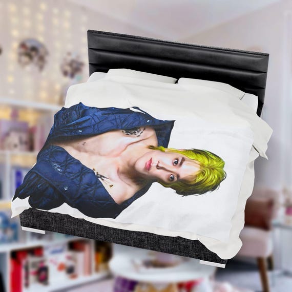 Nct 127 Taeyong Green Hair Plush Blanket, Nct Taeyong Kpop Blanket