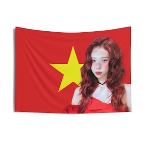 Aespa Winter Red Hair Vietnam Flag Banner, Drama Aespa Kpop Flag, Aespa Movie 2024 Merch, Gift Ideas for MY, Birthday Gift & Concert Merch