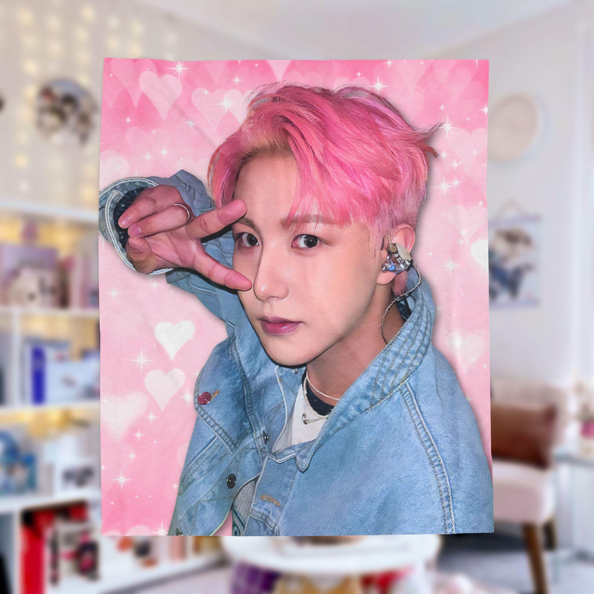 NCT DREAM RENJUN ロンジュン クッションカバー Nct Dream Renjun Pink Hair Plush Blanket: Czennie Kpop Concert