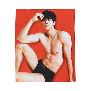 Byeon Woo-Seok oranje deken, Byeon Woo-Seok aangepaste Kpop-deken, Byeon Woo-Seok-merchandise, cadeau-ideeën fangirls, verjaardagscadeau en concertmerchandise