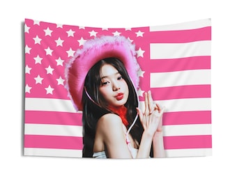IVE Wonyoung Cowboy Pink America Flag Banner,  Ive Heya Kpop Flag, Ive Members Merch, Gift Ideas for Dive, Birthday Gift & Concert Merch