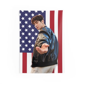 Astro Cha Eunwoo Hand Flag Banner, Cha Eunwoo Kdrama American Flag Tapestry, Cha Eunwoo Kpop Merch Decor, Gift Ideas for Cha Eunwoo Kpop Fan