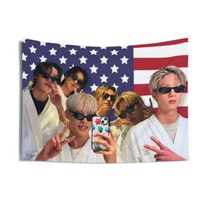 P1HARMONY Members Bathroom Selfie America Flag, P1h Tour 2024 Kpop Flag, Killin It Merch, Gift Ideas P1ece, Birthday Gift & Concert Merch