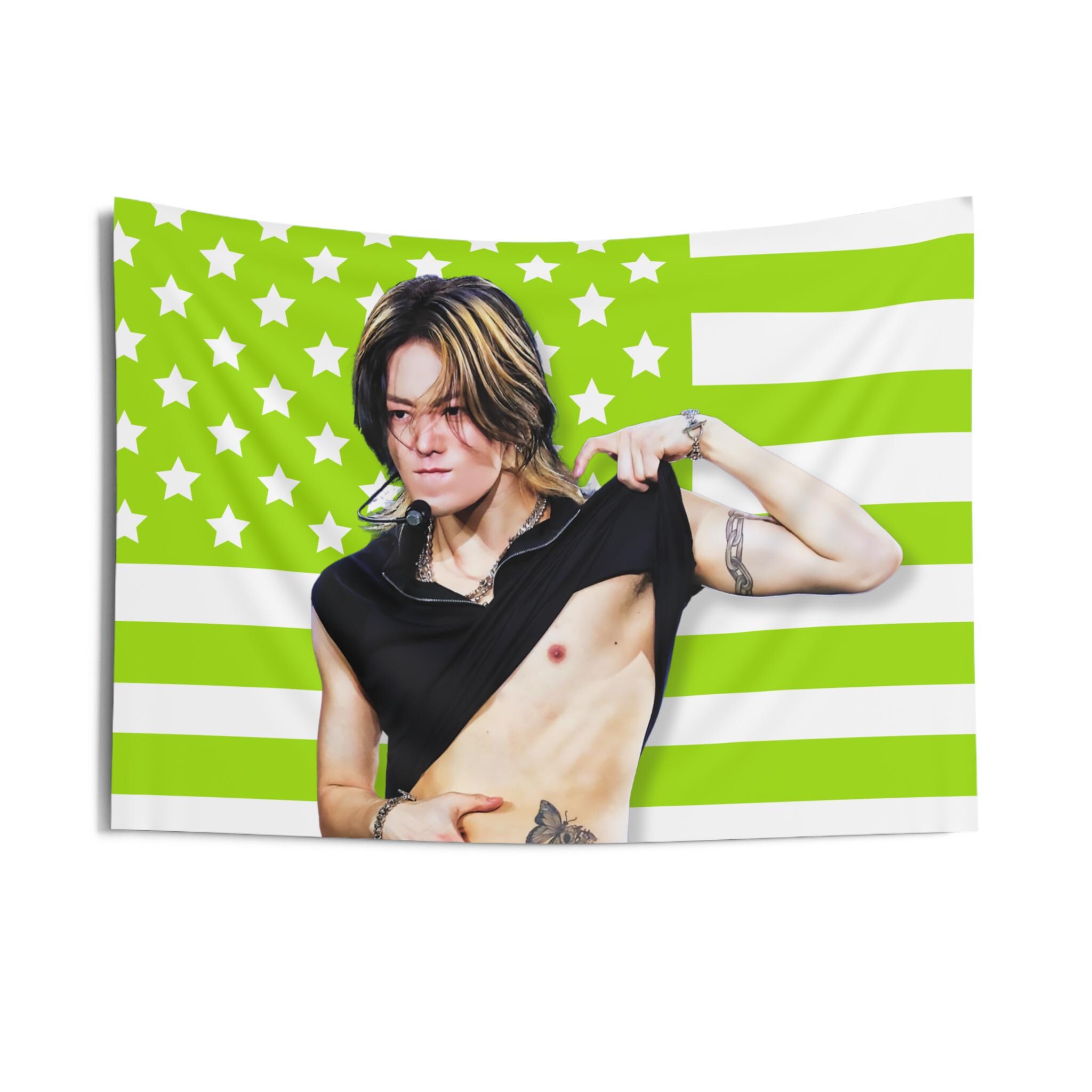NCT Yuta Abs America Flag Banner, NCT Members Custom Kpop Flag, NCT 127 Tour Merch, Gift Ideas for Fangirls, Birthday Gift & Concert Merch