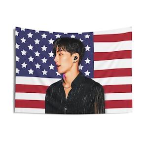 Monsta X Shownu Kpop World America Flag, Monsta X Members Kpop Flag, Monsta X Kpop Merch, Gift Ideas Monbebe, Birthday Gift & Concert Merch