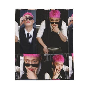Ateez Mingi Photo Collage Blanket, Ateez Mingi Kpop Merch, Gift for Ateez Mingi Fan, Gift for Atiny, Kpop Fan Gift Ideas