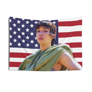 Riize Sungchan Flag Banner, Riize Sungchan American Flag Tapestry, Riize Sungchan Merch Decor, Gift for Riize Sungchan Briize Fan Gift Ideas