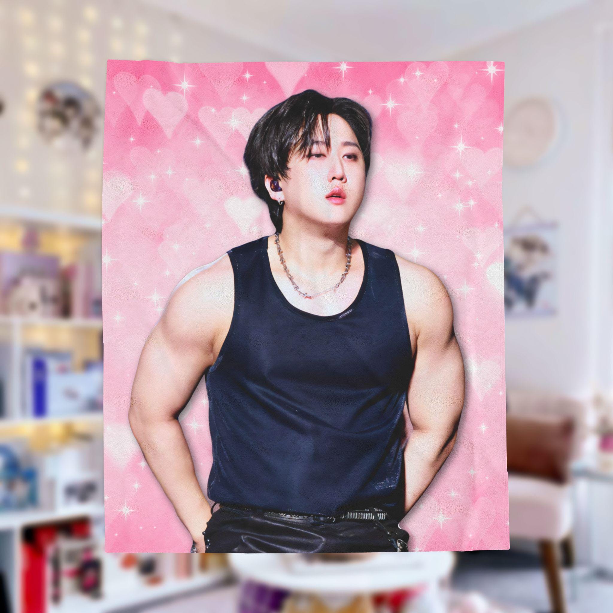 Skz チャンビン ブラックタンクトップブランケット、Stray Kids