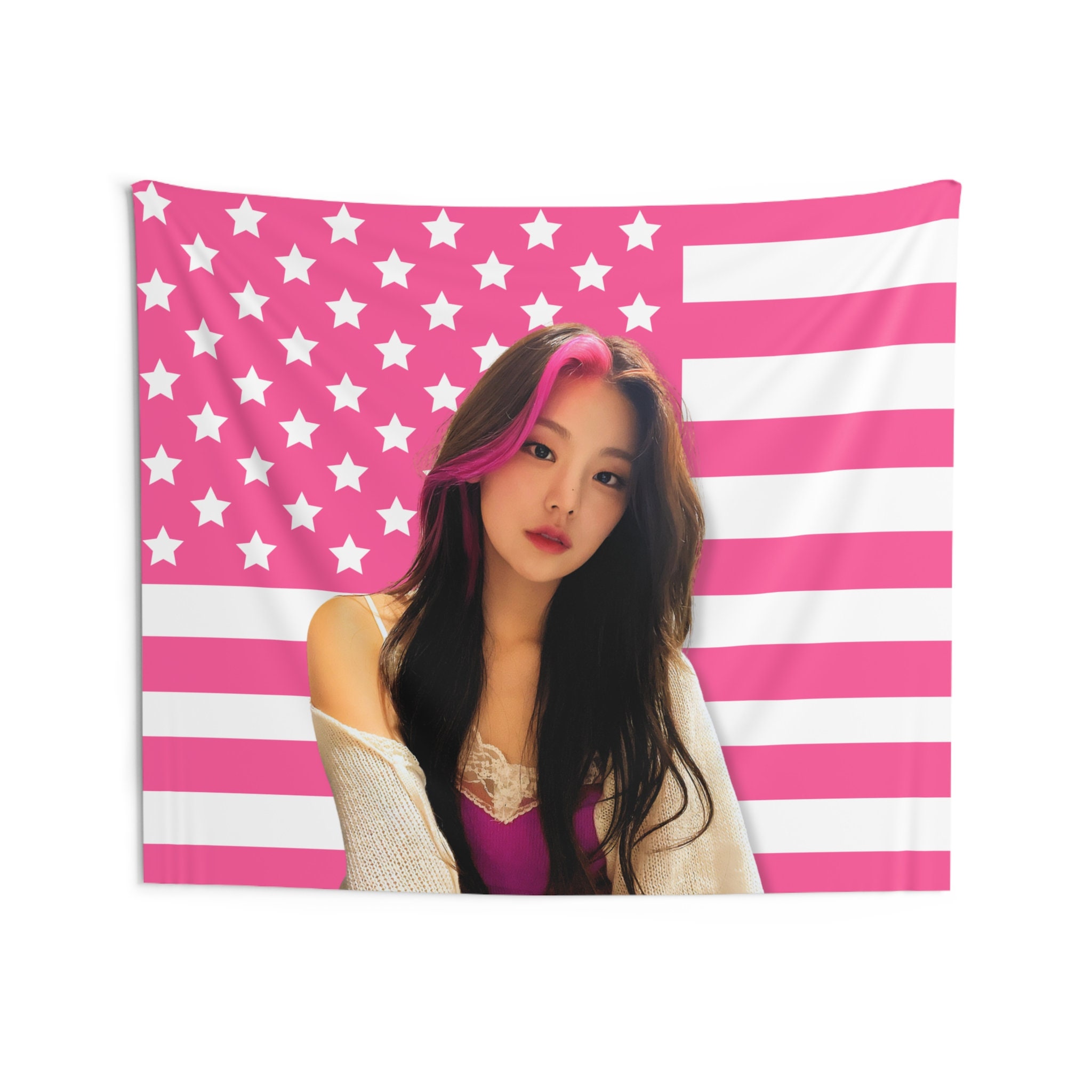 ITZY Yeji Pink America Flag, Itzy World Tour 2024 Kpop Flag