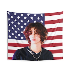 Bandera de Estados Unidos con cabello rizado de Bonedo Leehan, bandera de Kpop de miembros de BND, artículos de la gira Boys Next Door 2025, ideas de regalo para fanáticos, regalos de cumpleaños y artículos de conciertos