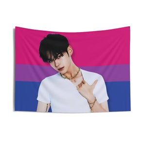 Zb1 Hanbin Flag Banner, Zerobaseone Hanbin Kpop Bisexual Flag Tapestry, Zb1 Hanbin Kpop Merch Decor, Gift Ideas for ZEROSE Kpop Fan