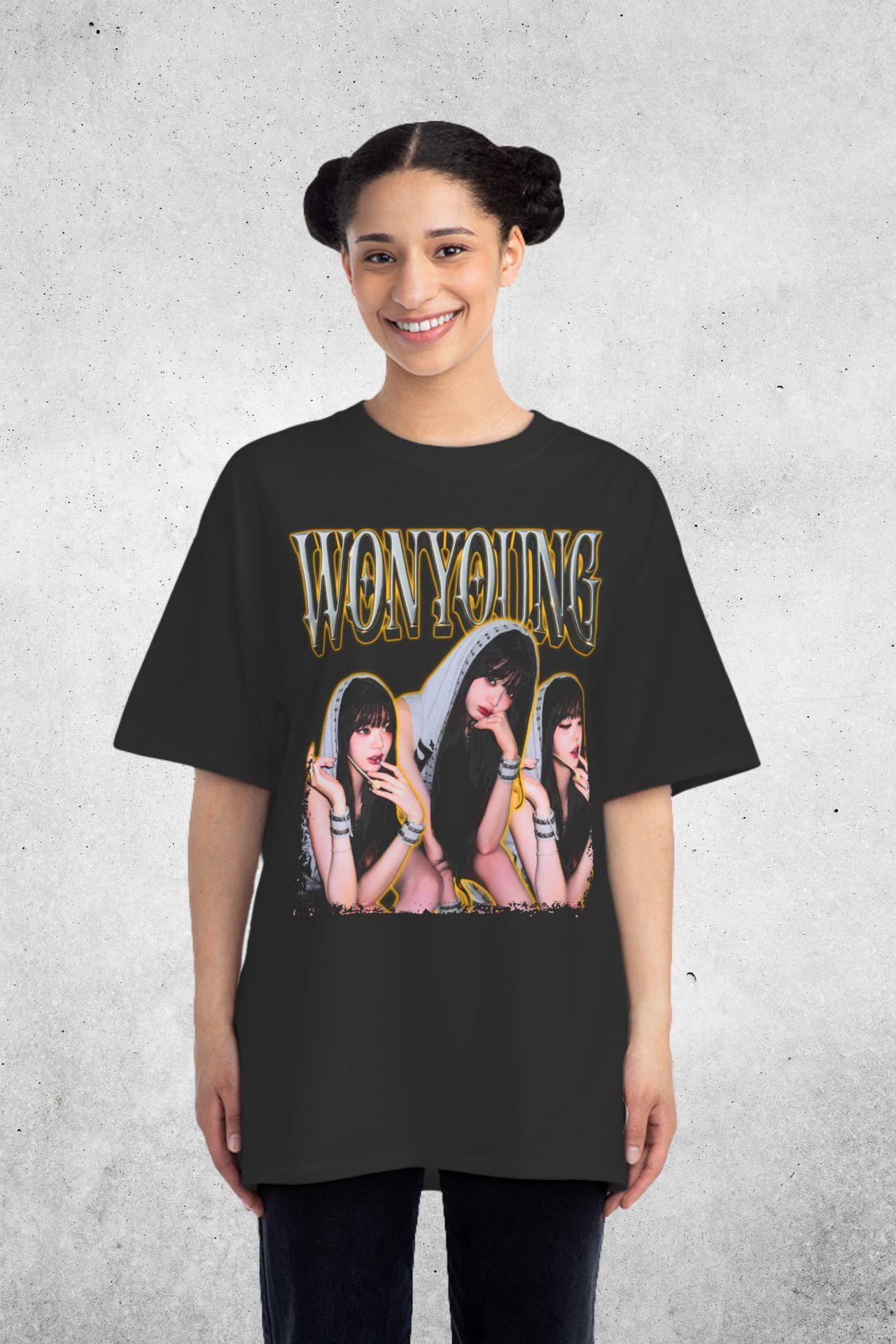 Ive Wonyoung Gray Hoodie Vintage Bootleg T-shirt: Oversized Dive