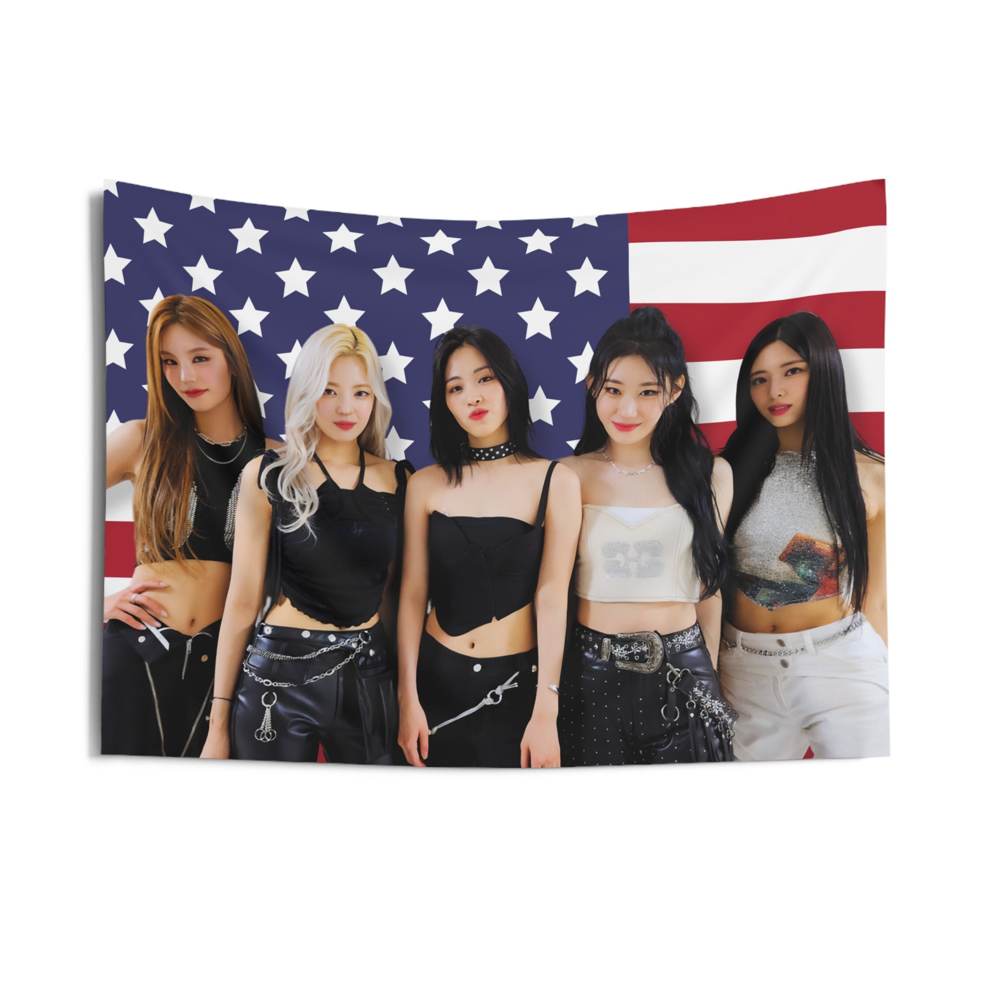 ITZY Members America Flag Banner, Itzy World Tour 2024 Kpop