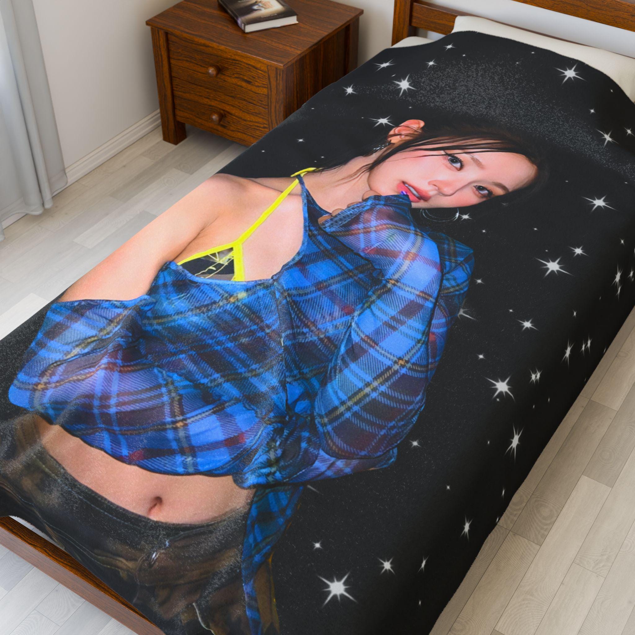 アイドル ミヨン ビキニ ブルートップ ぬいぐるみブランケット: G