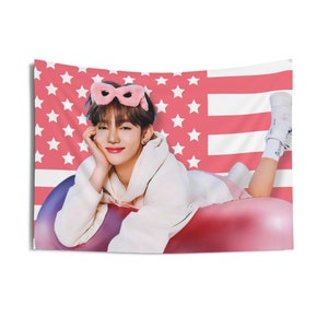 Zb1 Zhang Hao Pink America Flag, Zerobaseone Members Kpop Flag, Zb1 Boys Planet Merch, Gift Ideas for Zerose, Birthday Gift & Concert Merch