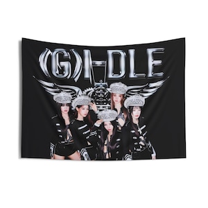 G I-dle Super Lady Black 2nd Album Flag, G Idle Members Kpop Flag, G Idle ALbum Merch, Gift Ideas Neverland, Birthday Gift & Concert Merch