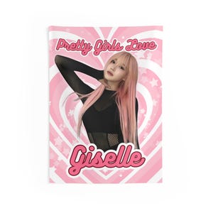 Aespa Giselle Pretty Girls Concert Banner, Whiplash Aespa Kpop Flag, Aespa Members Merch, Gift Idea MY, Birthday Gift & Concert Merch
