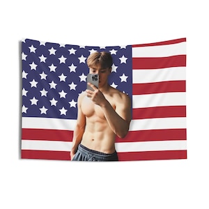 Bandera estadounidense sin camisa de MONSTA X Shownu, decoración de merchandising de Kpop de Monsta X Shownu, ideas de regalo para Monbebe, regalo de cumpleaños y merchandising de conciertos