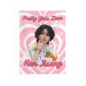 Skz Han Jisung Pretty Girls Concert Banner, Stray Kids Members Kpop Flag, Skz Tour Merch, Gift Ideas Stays, Birthday Gift & Concert Merch