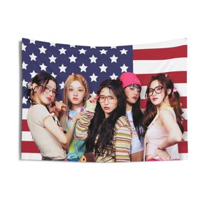 Gidle Queencard America Flag Banner, G-idle Members Kpop Flag, Gidle Tour 2025 Merch, Gift Ideas Neverland, Birthday Gift & Concert Merch