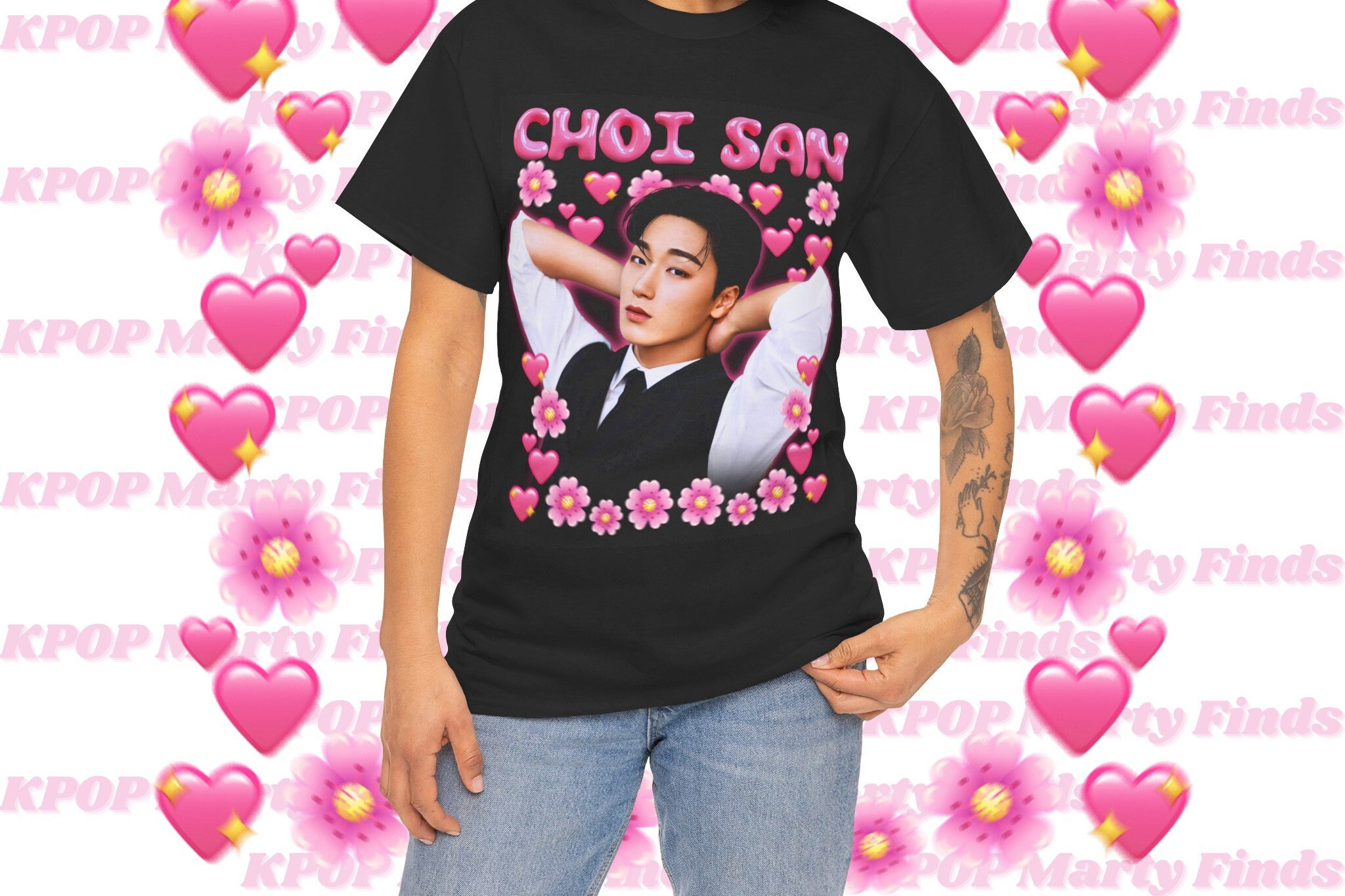 Ateez San Shirt, Ateez San Cute Y2k Emoji Frame Bootleg Merch