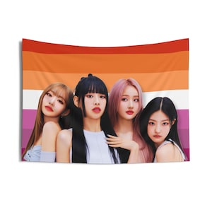 KISS of LIFE Members Lesbian Flag Banner, Kiss of Life Kpop Flag, Nobody Knows Merch, Gift Ideas for KISSY, Birthday Gift and Concert Merch
