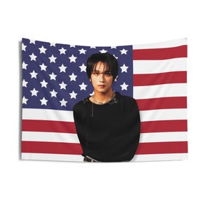 NCT 127 Haechan Season&#39;s Greetings 2024 America Flag, NCT Kpop Flag, NCT Members 2024 Merch, Gift Ideas Nctzens, Birthday Gift Concert Merch
