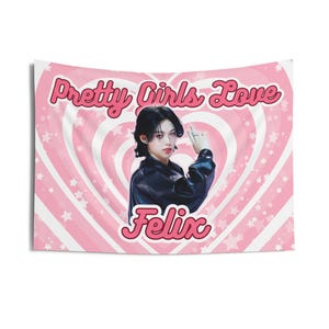 Skz Felix Pretty Girls Concert Banner, Stray Kids Members Kpop Flag, Skz Tour Merch, Gift Ideas for Stays, Birthday Gift & Concert Merch