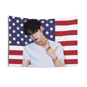 Zb1 Hanbin Flag Banner, Zerobaseone Hanbin Kpop American Flag Tapestry, Zb1 Hanbin Kpop Merch Decor, Gift Ideas for ZEROSE Kpop Fan