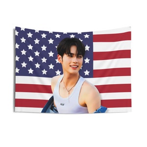 Zb1 Hanbin Tank Top America Flag, Zerobaseone Members Kpop Flag, Zb1 Boys Planet Merch, Gift Ideas for Zerose, Birthday Gift & Concert Merch