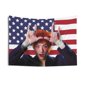 P1harmony Jiung Killin It America Flag, P1harmony Tour 2024 Kpop Flag, P1h Members Merch, Gift Idea for P1ece, Birthday Gift & Concert Merch