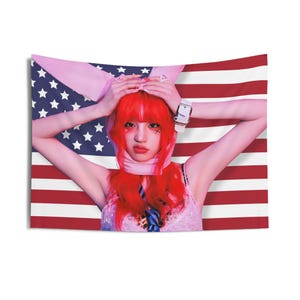 Gidle Yuqi Freak America Flag Banner, G Idle Yuqi Album Kpop Flag, G-idle Merch, Gift Ideas for Neverland, Birthday Gift Concert Merch