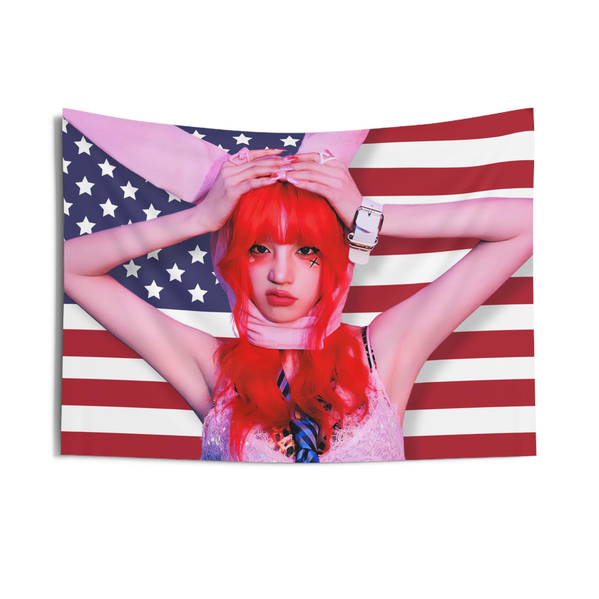 Gidle Yuqi Freak America Flag Banner, G Idle Yuqi Album Kpop Flag, G-idle Merch, Gift Ideas for Neverland, Birthday Gift Concert Merch