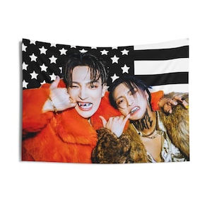 Ateez Matz Hongjoon Seonghwa America Flag, Ateez SeongJoong Kpop Flag, Ateez Tour 2024 Merch, Gift Idea Atiny, Birthday Gift & Concert Merch