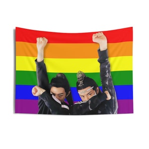 Wang Yibo Xiao Zhan Pride Flag Banner, The Untamed Cdrama Flag, Wang Yibo Xiao Zhan Cdrama Merch Decor, Gift Ideas for Yizhan Danmei Fan