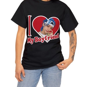 STRAY KIDS Felix I Love My Boyfriend Shirt, SKZ Felix Blue Hair Photo Merch, Gift Ideas for Kpop Fans Stays, Birthday Gift and Concert Merch
