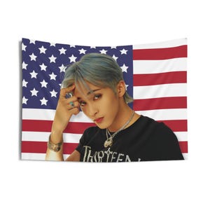 NCT 127 Mark America Flag Banner, NCT Dream Mark Kpop Flag, Nct Members Merch, Gift Ideas for Nctzen, Birthday Gift & Concert Merch