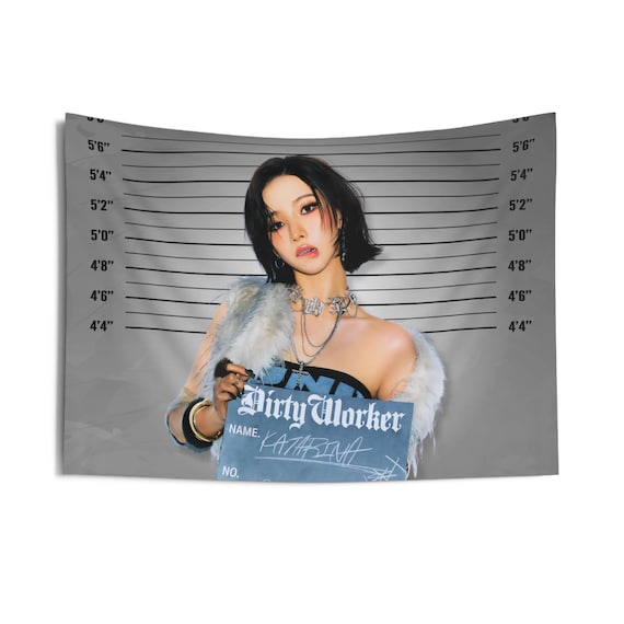 Aespa Karina Mugshot Tapestry, Kpop Idol Wall Banner - Etsy