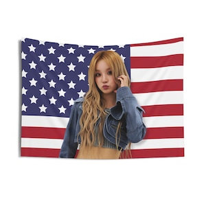 G I-DLE Yuqi America Flag Banner, G I-DLE Yuqi I Want That MV Photo Kpop Flag Tapestry, G I-dle Yuqi Kpop Merch, Gift Ideas for Neverlands
