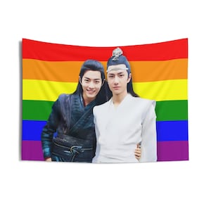 Wang Yibo Xiao Zhan Pride Flag Banner, Wang Yibo & Xiao Zhan Cdrama Flag Tapestry, Cdrama Merch Decor, Gift Ideas for Cdrama Fan