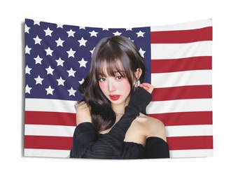 Bannière Twitter Ive Wonyoung avec drapeau des États-Unis, Drapeau Kpop de la tournée de concerts Ive 2024, produits dérivés des membres Ive, idée cadeau plongée, cadeau d'anniversaire et produits dérivés de concert