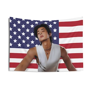 ASTRO Cha Eun Woo America Flag Banner, Eunwoo New Drama Kpop Flag, Cha Eun Woo Kdrama Merch, Gift Idea AROHA, Birthday Gift & Concert Merch
