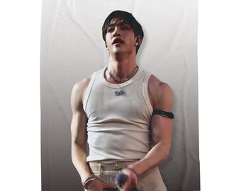 Manta de felpa con camiseta sin mangas de Skz Bang Chan, manta de Ate Stray Kids Kpop, artículos de la gira de Stray Kids, ideas de regalo para estancias, regalos de cumpleaños y artículos de conciertos.