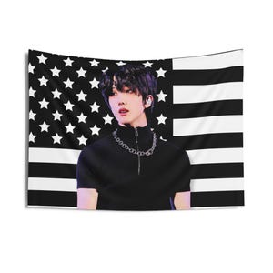 NCT Jisung America Flag Banner, NCT Members Jisung Kpop Flag, NCT Jisung Kpop Merch, Gift Ideas for NCTzens, Birthday Gift & Concert Merch